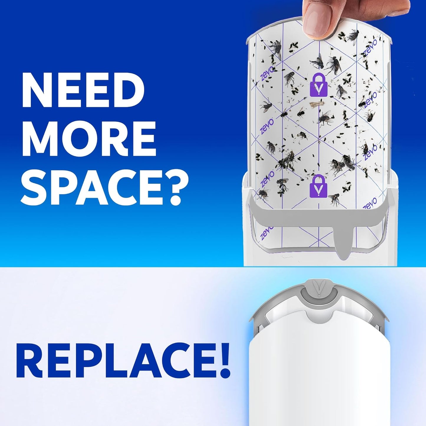 Zevo Flying Insect Trap Official Refill Cartridges - Fits Both Zevo Trap & MAX Indoor Fly Trap - Authentic Trap+Lock Technology to Catch