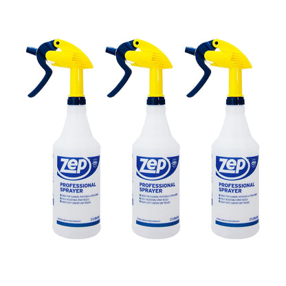 ZEP Professional Sprayer Bottle - 32 oz (Pack of 3) - HDPRO1 - Versatile Adjustable Nozzle Spray Bottles with a Fine Mist or Powerful