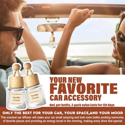 HoogaLife Car Air Freshener Diffuser 2 Pack Hanging Air Freshener Diffuser - Vanilla Cream Fragrance Oil Air D iffuser for