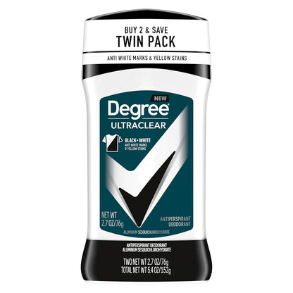 Degree Men UltraClear Antiperspirant Deodorant Black+White 2 Count 72-Hour Sweat & Odor Protection Antiperspirant For Men With MotionSense Technology