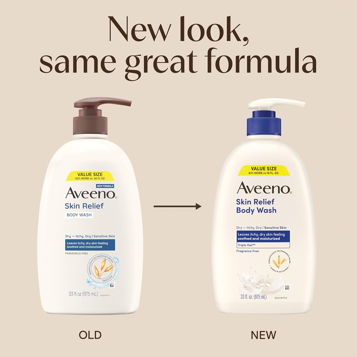 Aveeno Skin Relief Fragrance-Free Body Wash with Triple Oat Complex, Gentle Daily Cleanser for Sensitive Skin Leaves