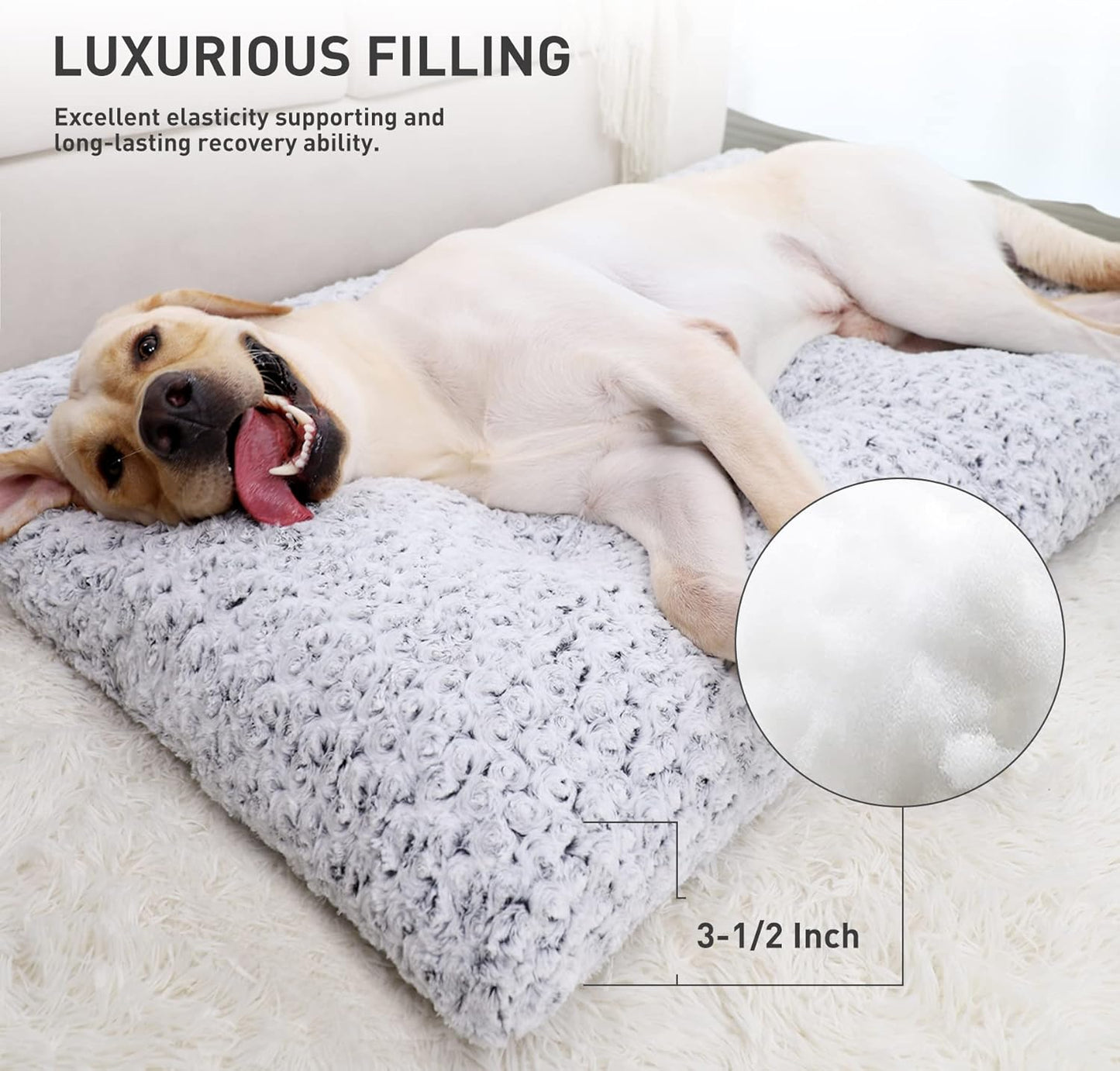 KSIIA Washable Dog Bed Deluxe Plush Dog Crate Beds Comfy Kennel Pad Anti-Slip Pet Sleeping Mat for Large, Jumbo, Medium, Small Dogs Breeds, 35" x