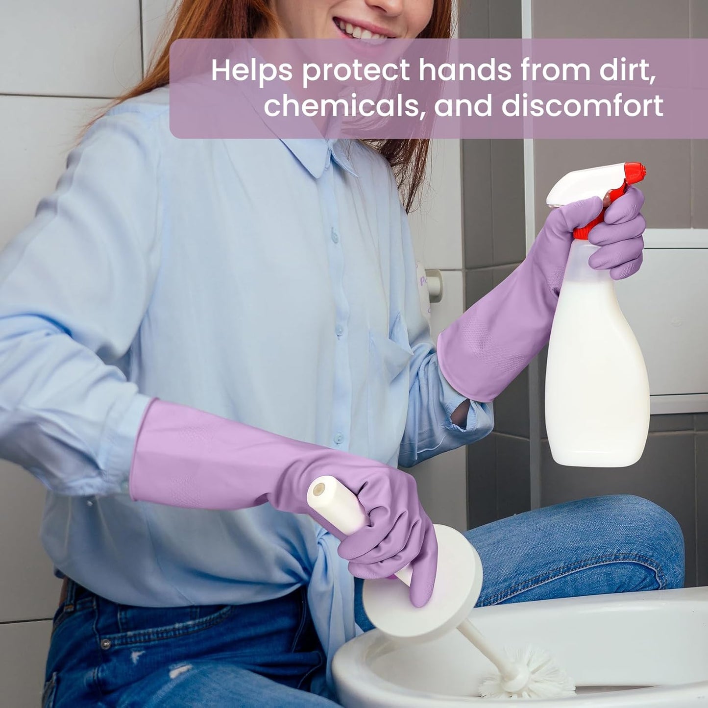 Rubber Cleaning Gloves for Dishwashing, 4 Pairs Reusable Kitchen Gloves for Washing Dishes and Household