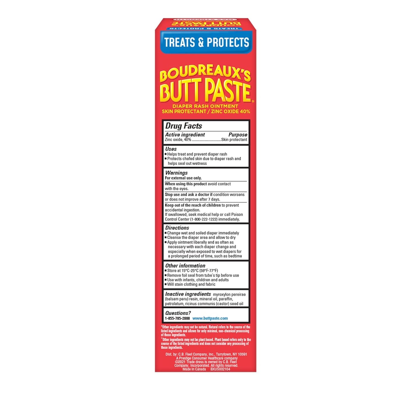 Boudreauxs Butt Paste Max Strength Diaper Rash Cream for Baby, Ointment With Zinc Oxide, 4 oz Tube