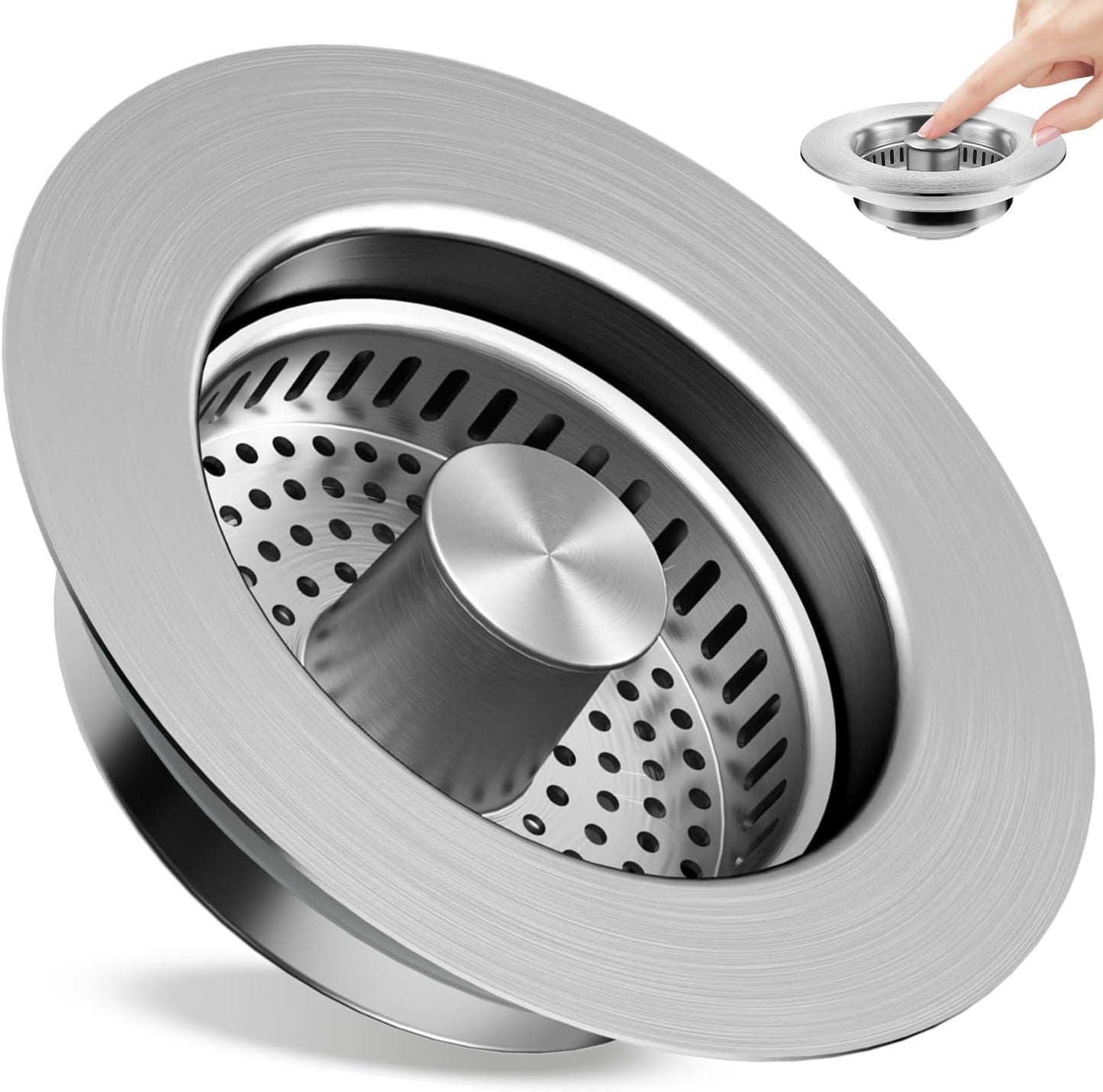 Kitchen Sink Drain Strainer 3 in 1, 304 Stainless Steel Pop Up Sink