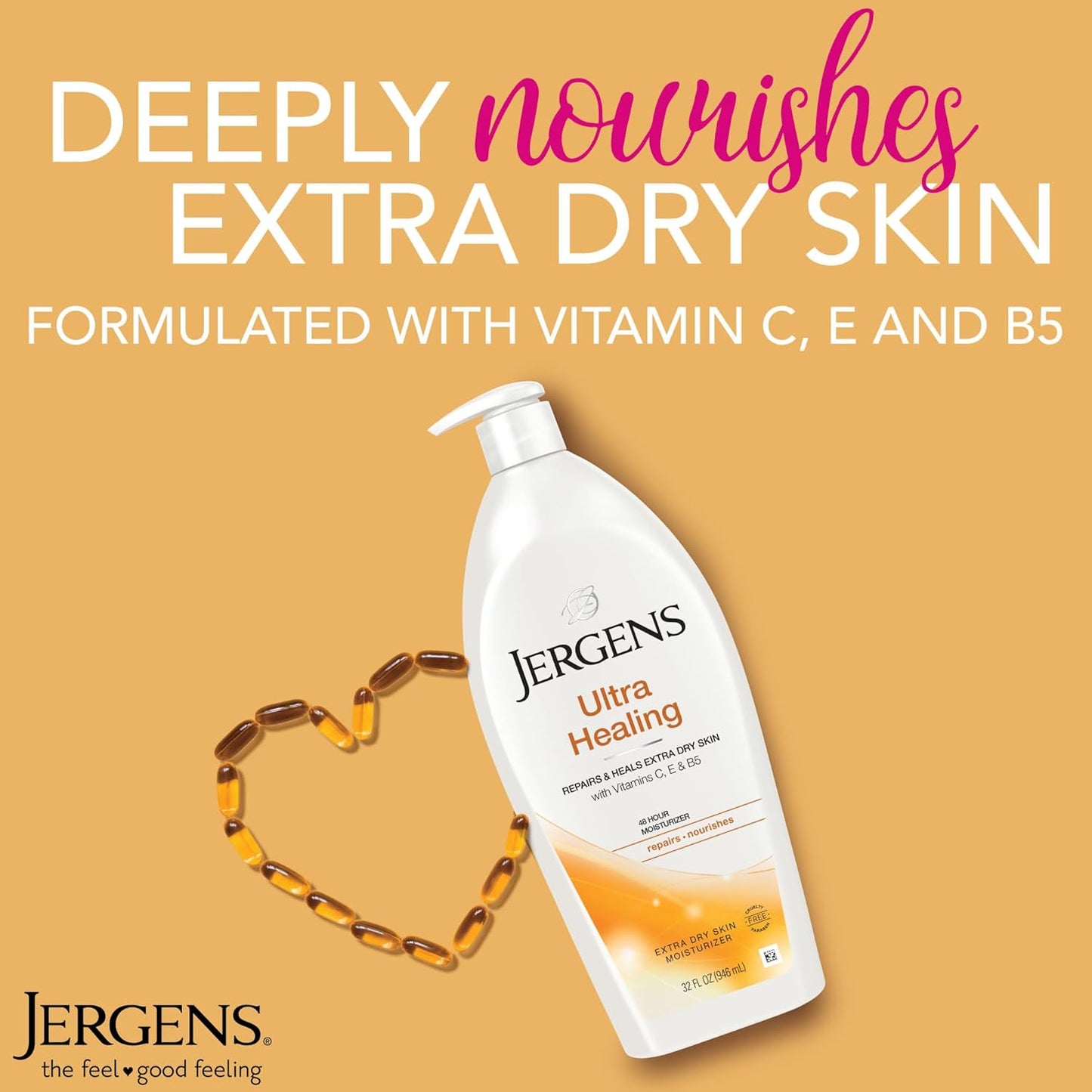 Jergens Ultra Healing Dry Skin Lotion, Hand and Body Moisturizer for Quick Absorption into Extra Dry Skin with Hydralucence Blend, Vitamins