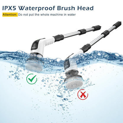 Bomves Electric Spin Scrubber, Cordless Cleaning Brush Scrubber for Home, 8 Replaceable Brush Heads-90Mins Work Time, 3 Adjustable