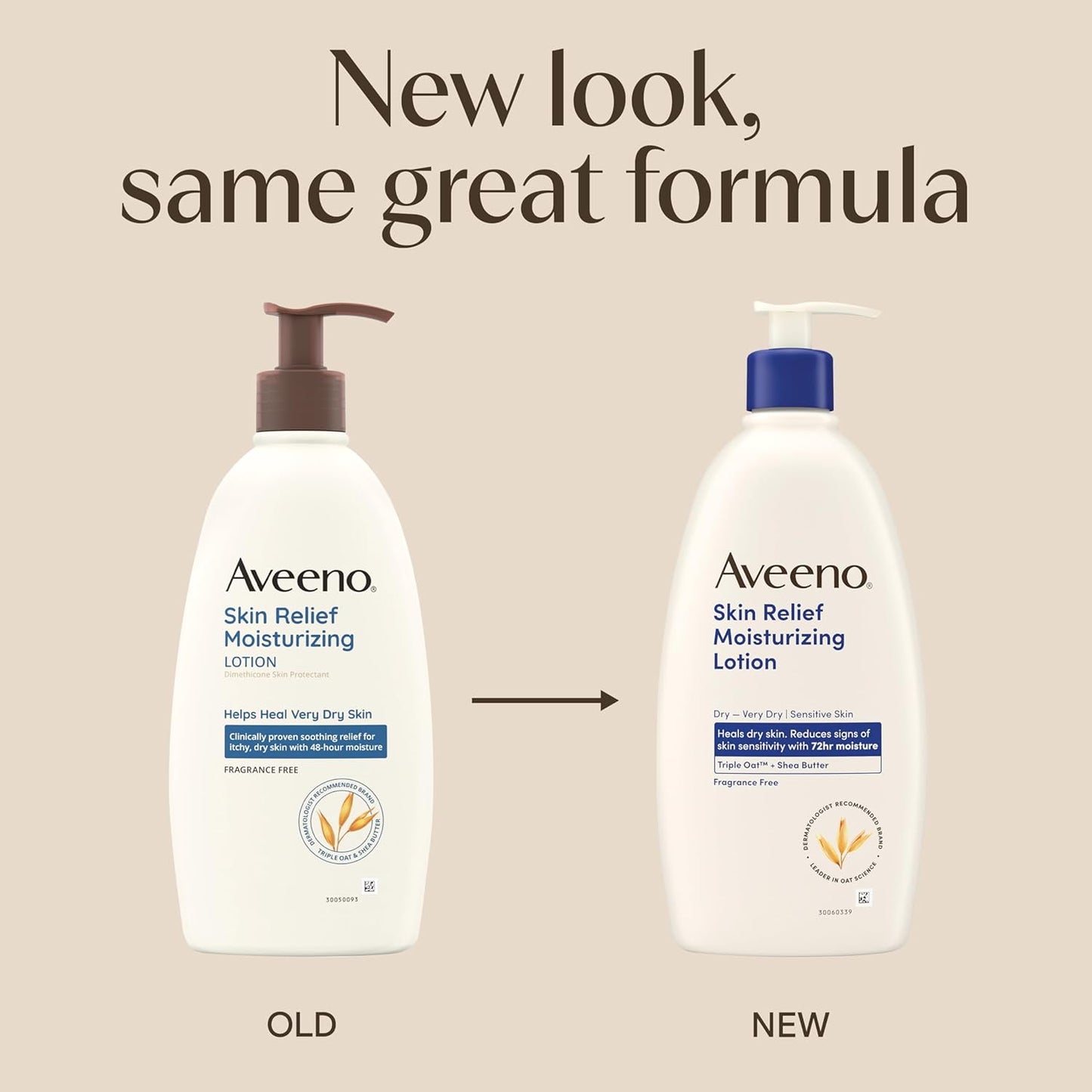 Aveeno Skin Relief Moisturizing Lotion Heals Very Dry, Sensitive Skin, Fast-Absorbing Body Lotion with Soothing Triple Oat & Shea Butter