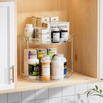 LAMU 2 Tier Lazy Susan Turntable Organizer 9.25'' Rotating Spice Rack Organization for Cabinet, Kitchen, Pantry, Countertop, Bathroom