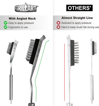 GRILLART Grill Brush and Scraper, Wire BBQ Grill Brush for Outdoor Grill, 16.5 Grill Cleaning Brush BBQ Grill