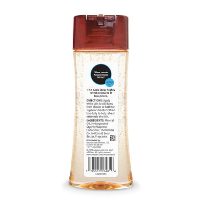 Amazon Basics Body Oil Gel with Cocoa Butter, Paraben Free, for Very Dry Skin, 6.8 Fl Oz, 1-Pack