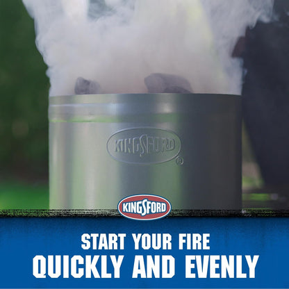 Heavy Duty Deluxe Charcoal Chimney Starter, Large Capacity Zinc Steel BBQ Fire Starter with Heat Shield and Stay-Cool