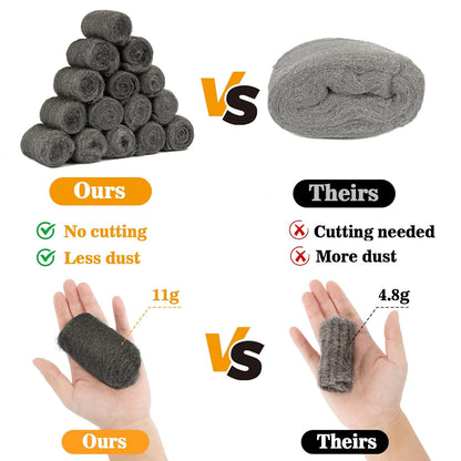 MAQIHAN Steel Wool Pads 0000 15PCS - Steel Wool 0000 Roll Glass Wood Fabric Metal Extra Fine Polishing Chrome Glass Polishing Pads Wool Steelwool
