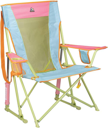 GCI Outdoor Comfort Pro Rocker Camping Chair, Portable Folding Rocking Chair with Durable Armrests & Drink Holder Sweet Tea
