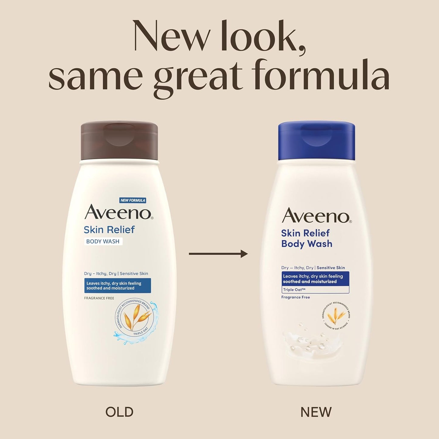 Aveeno Skin Relief Body Wash, Fragrance-Free with Triple Oat complex, Gentle Daily Cleanser for Sensitive Skin Leaves