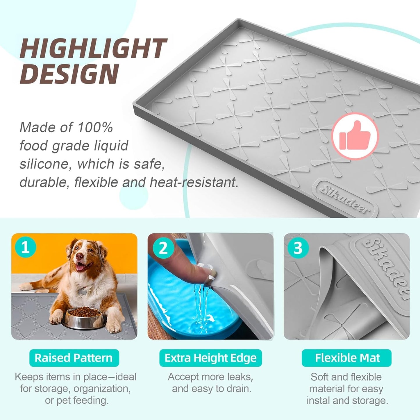 SIKADEER Under Sink Mat Waterproof 34" x 22", Silicone Mat Kitchen Drawer Shelf and Cabinet Liner, Sink Protector for Kitchen Organizers and