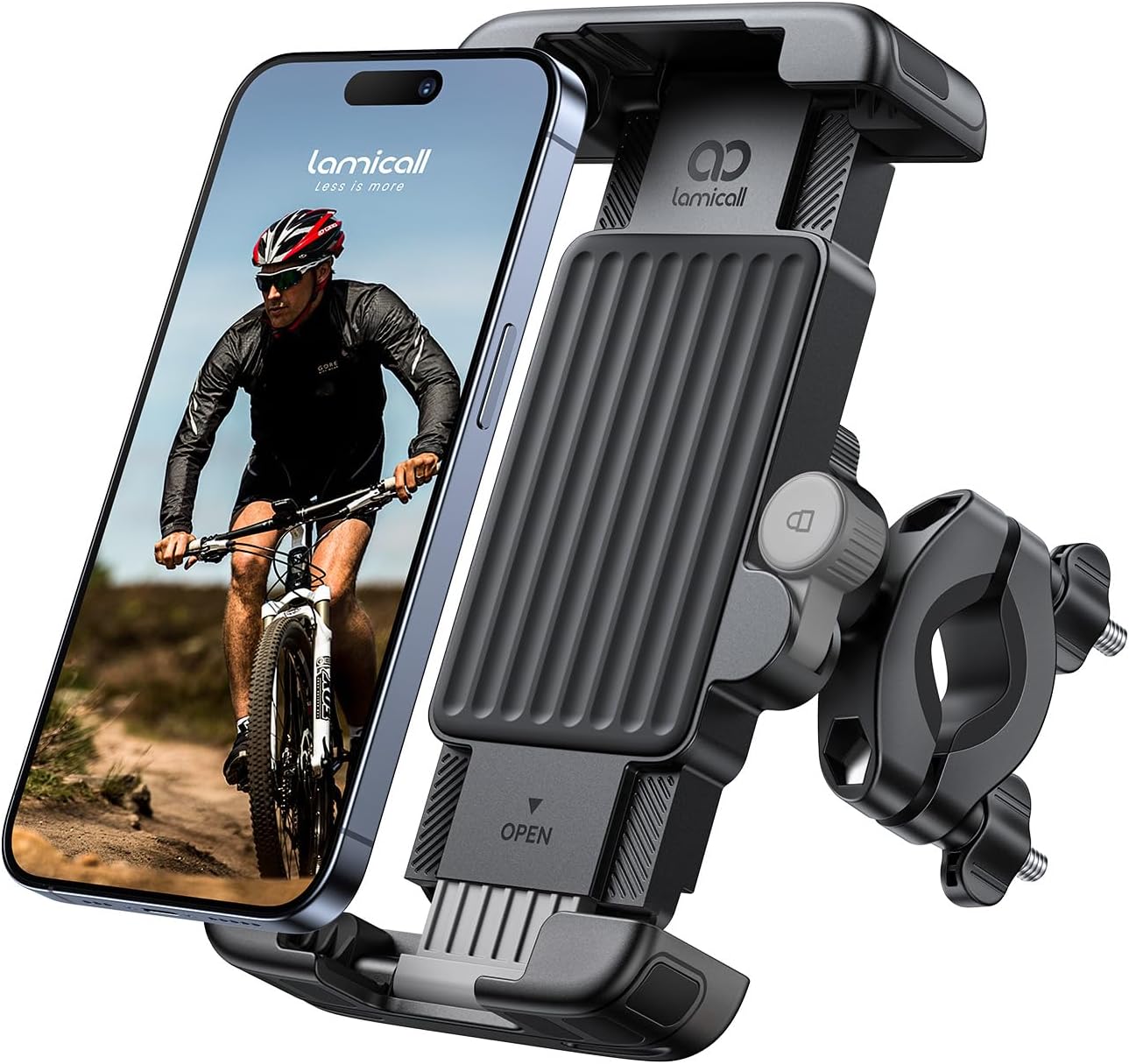 Lamicall Bike Motorcycle Phone Mount - [1s Quick Lock] Bike Cell Phone Holder Clip, Bicycle Scooter Handlebar Clamp, for iPhone Air, 17 16 15 Pro