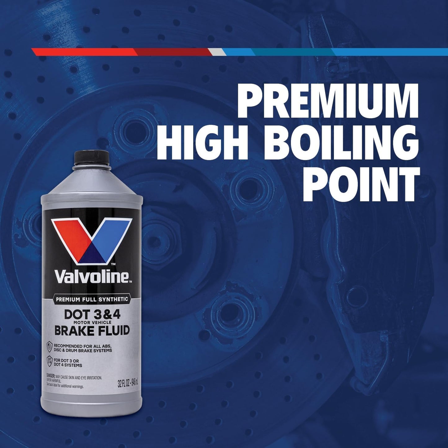 Valvoline DOT 3 & 4 Synthetic Brake Fluid with High Boiling Point, Corrosion Protection, Vapor Lock Resistance, Compatible with