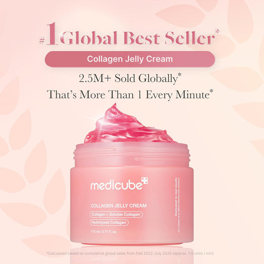 medicube Jelly Cream with Collagen, Niacinamide, Freeze-Dried Hydrolyzed Collagen for Skin Barrier Hydration & 24H Glow, Plumper, Firmer looking