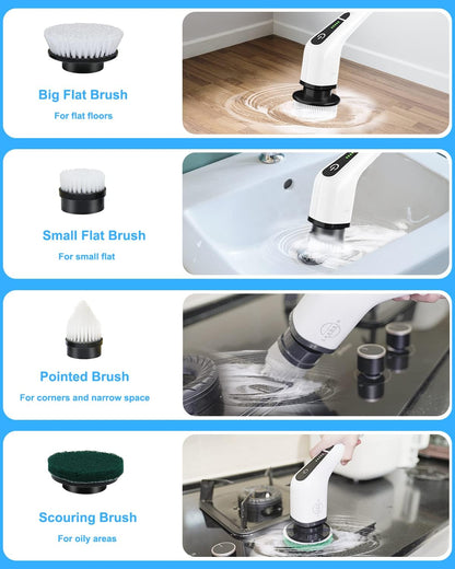 Leebein Electric Spin Scrubber, Cordless Cleaning Brush with 8 Replaceable Brush