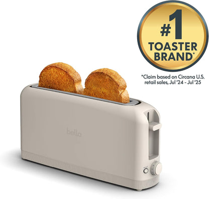 bella 2 Slice Slim Toaster, Fits-anywhere Kitchenware, 6 Setting Shade Control with Reheat & Cancel Buttons, Fits sourdough, 10 Long