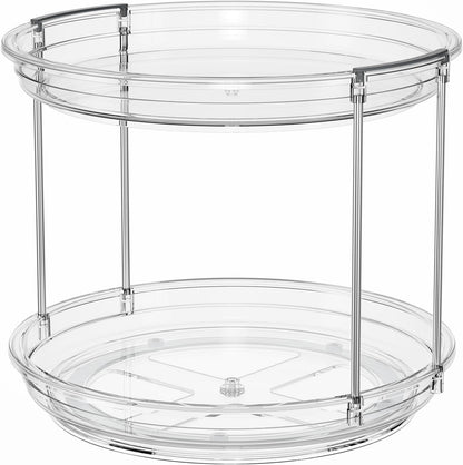 LAMU 2 Tier Lazy Susan Turntable Organizer 9.25'' Rotating Spice Rack Organization for Cabinet, Kitchen, Pantry, Countertop, Bathroom