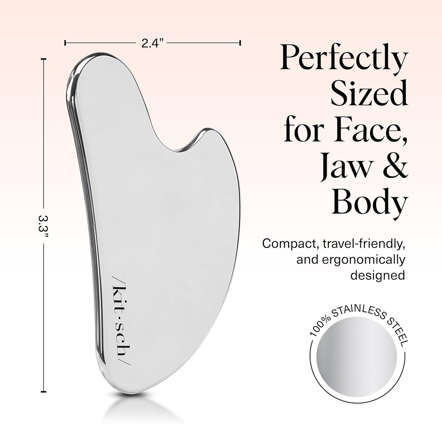 Kitsch Stainless Steel Gua Sha Facial Tools - Guasha Tool for Face, Face Sculpting Tool, Jawline Shaper, Double Chin Reducer, Body Gua Sha