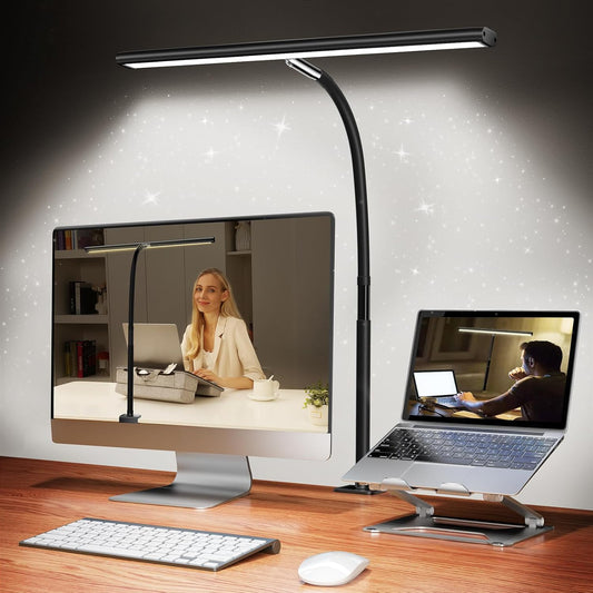 Airlonv LED Desk Lamp for Office Home, Eye-Caring Desk Light with Stepless Dimming Adjustable Flexible