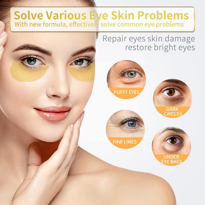 NAZANO 24K Gold Under Eye Patches - 60 Pack for Puffy Eyes, Dark