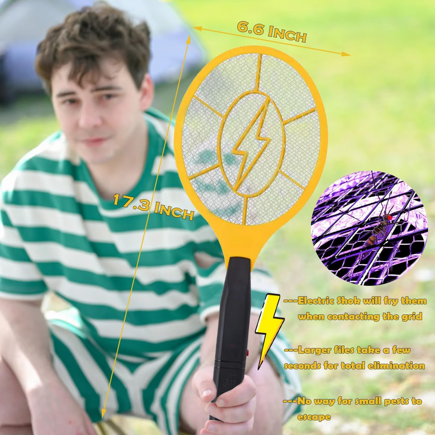 2 Pack Electric Fly Swatter, Bug Zapper Racket for Indoor Pest