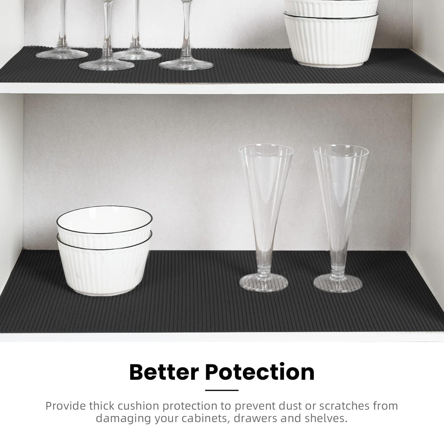 BAGAIL Drawer and Shelf Liner, 12 in X 10 Ft Non-Adhesive Shelf Liners for Kitchen Cabinets, Thick Strong Grip Liners for Desk