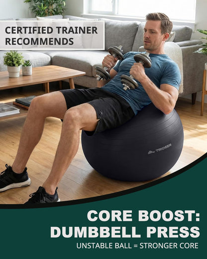 Trideer Exercise Ball for Yoga, Pilates & Fitness Stability Ball Equipment for Home Gym & Office Chair, Core & Balance Training