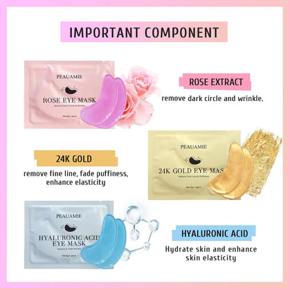 PEAUAMIE Under Eye Patches Gold and Hyaluronic Acid for puffy