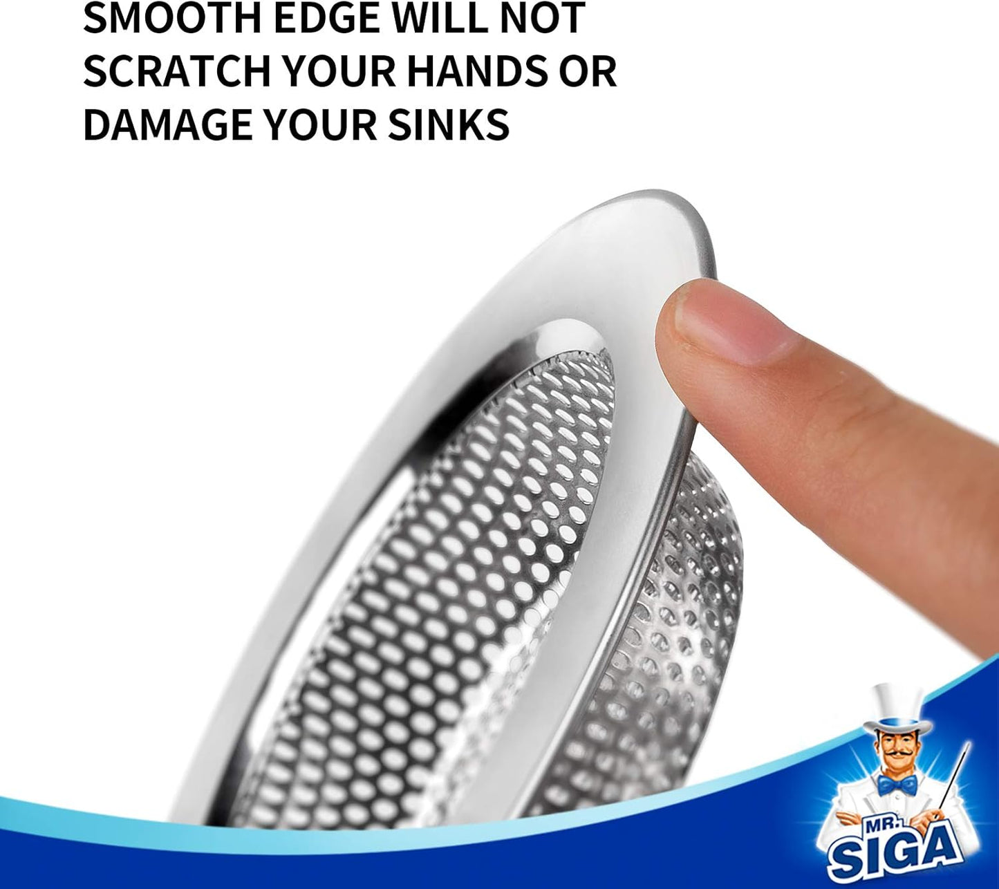 MR.SIGA Kitchen Sink Strainer, Stainless Steel Sink Drain Strainer, Dishwasher Safe, Outer Diameter 4.4 inch/11.2cm, Inner Diameter 3