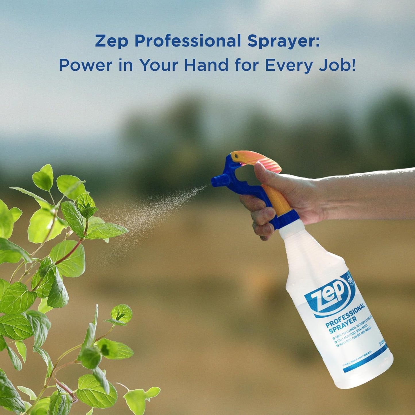 ZEP Professional Sprayer Bottle - 32 oz (Pack of 3) - HDPRO1 - Versatile Adjustable Nozzle Spray Bottles with a Fine Mist or Powerful