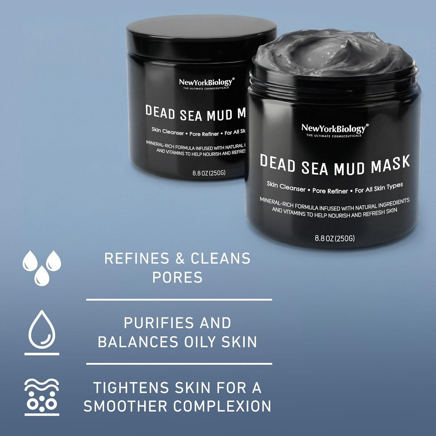 New York Biology Dead Sea Mud Mask for Face and Body, Spa Quality Pore Refiner for Oily Skin, Natural Skincare for Women &