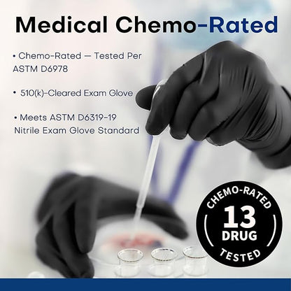 Supmedic Medical Soft Max Black Nitrile Disposable Gloves, 100 Pcs, Latex-Free & Powder-Free Food Safe Food Prep Exam Gloves