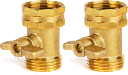 2 Pack Garden Hose Shut Off Valve - Extended Handle - 3/4" Heavy Duty Solid Brass Hose Connector Water Shut Off Valve Hose Shutoff Valve with 4 Pcs