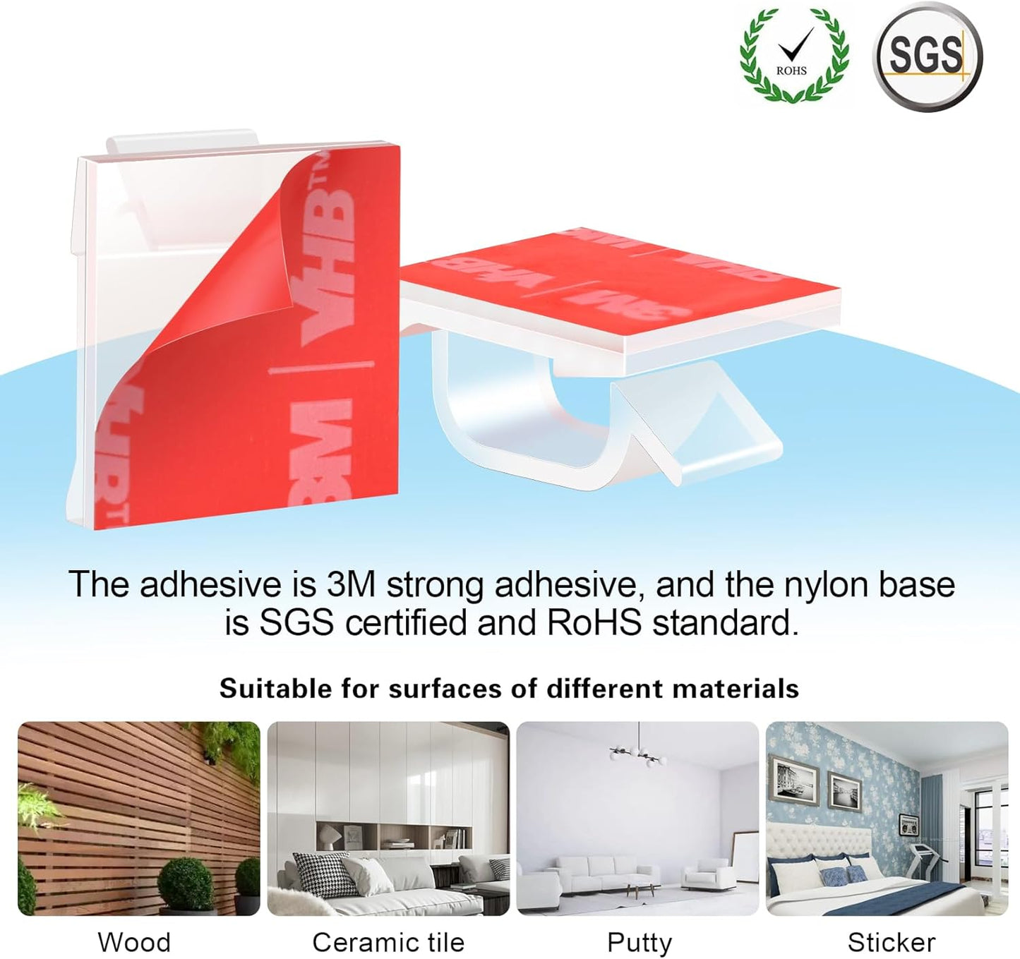 60 PCS XHF 5/8 Adhesive Cable Wire Clips Clear, Outdoor Christmas Light