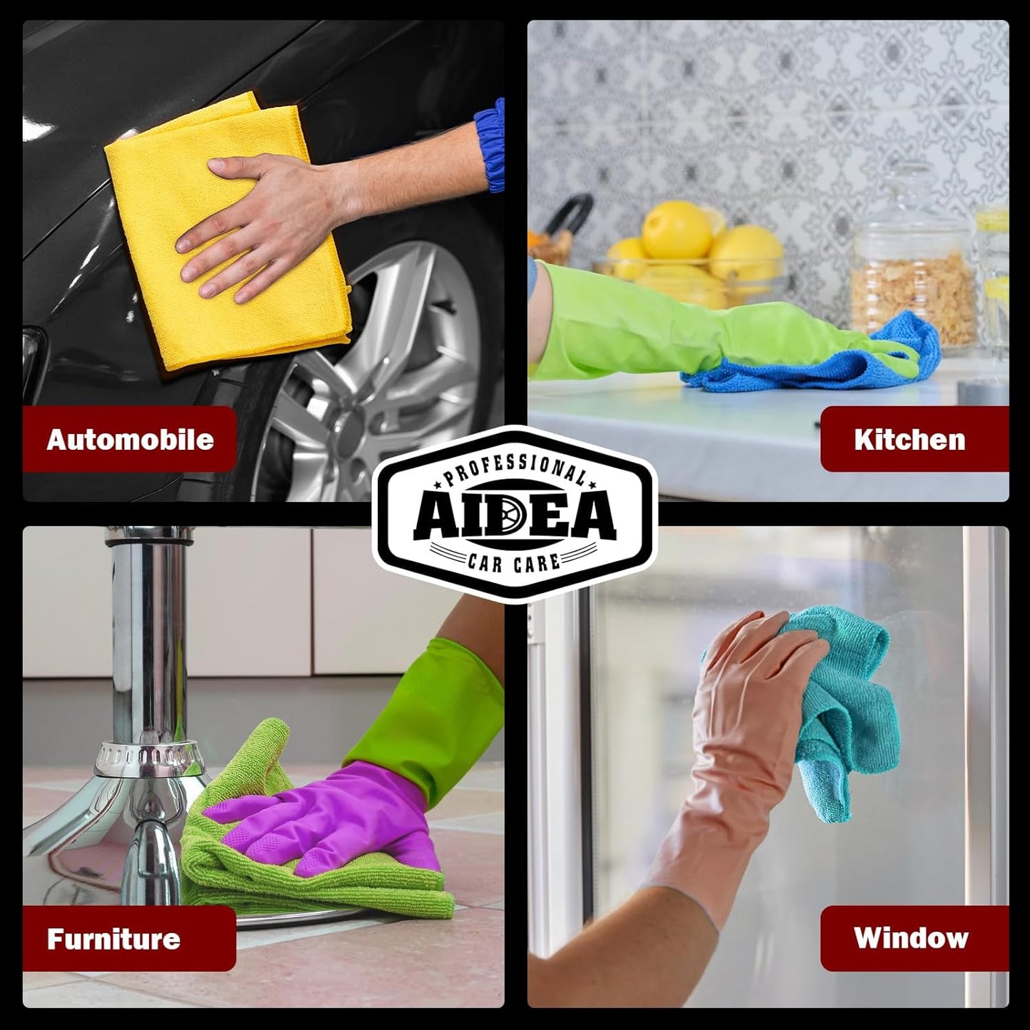 AIDEA Microfiber Cleaning Cloth, 50PK, Microfiber Towels for Cars, Premium Wash Cloths, Dusting Cloth Cleaning Rags, Absorbent Towels for SUVs