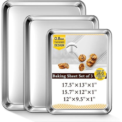Nordic Ware Naturals 3 Piece Set - USA Made Aluminum Commercial Quality Sheet Pan for Baking or