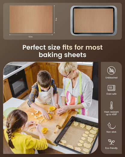 Parchment Paper Sheets, 9x13 In Non-Stick Precut Baking Parchment for Baking, Grilling, Air Fryer