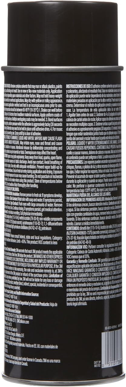 3M Headliner & Fabric Adhesive, 18.1 oz., Exceptional Strength Bonds Heavyweight Automotive Fabrics to Metal Surfaces, For Bonding Headlines