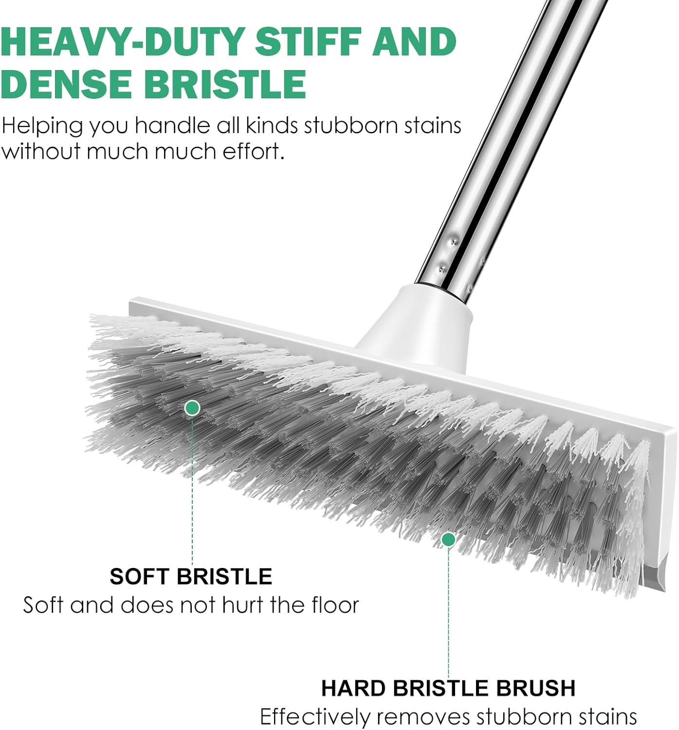 SetSail Floor Scrub Brush with 51-Inch Long Adjustable Handle 2 in 1 Scrape Brush Stiff Bristle Floor Scrubber for Cleaning Shower Bathroom Garage