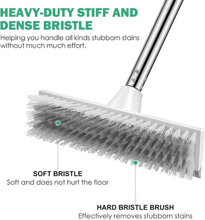 SetSail Floor Scrub Brush with 51-Inch Long Adjustable Handle 2 in 1 Scrape Brush Stiff Bristle Floor Scrubber for Cleaning Shower Bathroom Garage