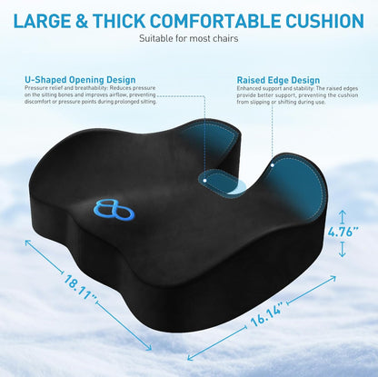 BlissTrends Seat Cushion with Velvet Cover, Thick Memory Foam Cushions for Office Chair, Car Seat