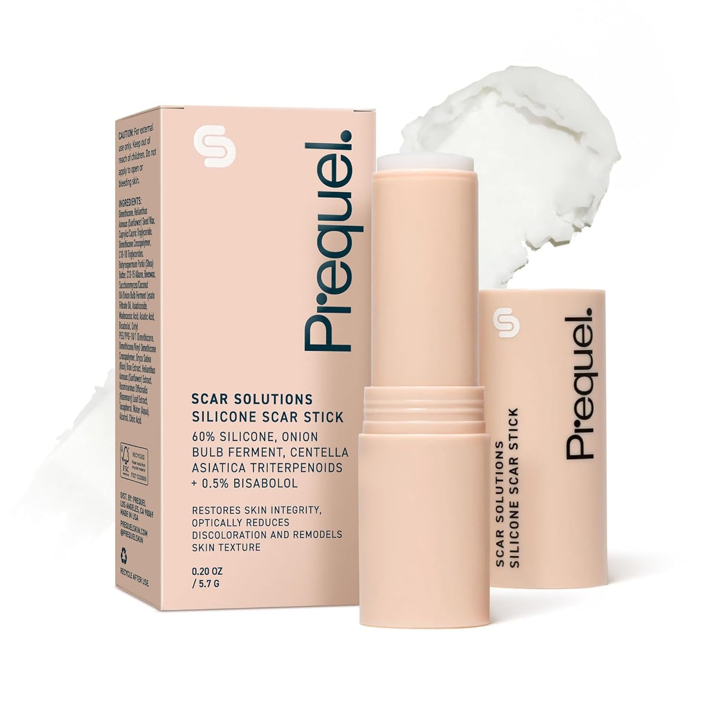 Prequel Skin Scar Solutions 60% Silicone Scar Stick. Thick Solid Velvety Film for Scars. Formula Infused with Centella Asiatica Extracts and Vitamin