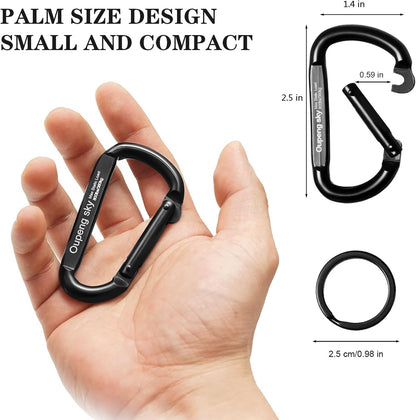 Carabiner Clip - Heavy Duty Carabiners 800lbs-13KN (2922 lbs) Carabeaner D Ring Shape,Key Chain Clip Hook,Keychain Clip,Multipurpose for