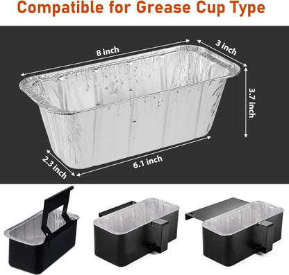 Grease Cup Liners, Disposable Grill Tray, Aluminum Foil Drip Pan Grease Catcher Cup Liner for 17, 22, 28, 36 Inch (30 Pack)