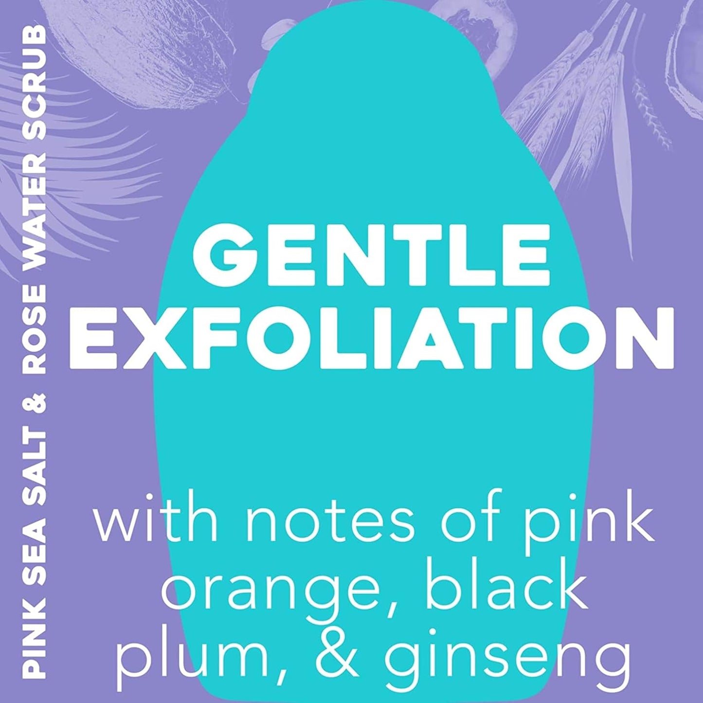 OGX Sensitive + Rose Water & Pink Sea Salt Exfoliating Body Scrub + Rose Quartz, Gentle Exfoliating Daily Body Wash Softens